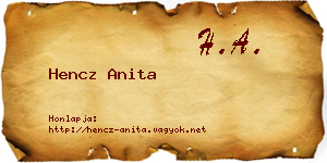 Hencz Anita névjegykártya
